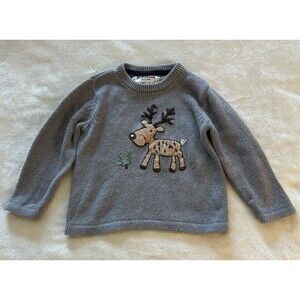 Oshkosh Sweater Size 3T Reindeer Pine Tree Embroidered Vintage 90's Y2k
